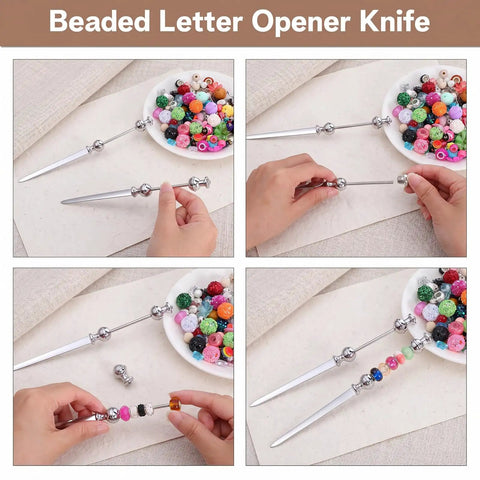 16 Piece Beadable Letter Opener Blanks In Stainless Steel For DIY Crafting And Envelope Slitting With Beading Holes, Silver Finish
