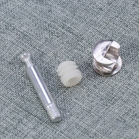 DIY Friendly Furniture Fastener Kit With Cam Lock Fittings And Bolt Dowels 24 Piece Set In White Iron And Nylon for Quick Repairs