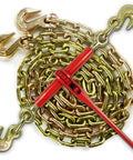 Heavy Duty 3/8 To 1/2 Inch Chain Binder Set With 20 Foot 3/8 G70 Transport Chain, Ratchet Load Binder, Grappling Hook Ends