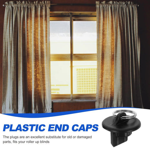 Premium 8pc Plastic End Caps for Roller Shades Bungee Kit Easy Install Cord Plugs Black Blinds Ties Hold Backs Replacement For Home Outdoor Use, black plastic end cap for roller blinds
