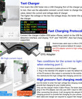 USB C Tester 2 In 1 Digital Multimeter With Color IPS Screen, showing fast charging protocol and OTG adapter use on devices