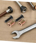 Solid Furniture Fastening Kits With Heavy Duty Metal Threaded Inserts For Wood Builds Smooth Install and Unshakable Grip tools and nuts arrangement
