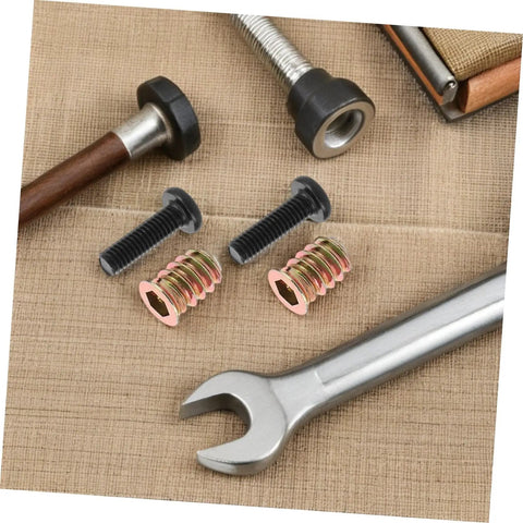 Solid Furniture Fastening Kits With Heavy Duty Metal Threaded Inserts For Wood Builds Smooth Install and Unshakable Grip tools and nuts arrangement