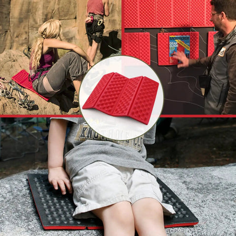People using Ultralight Camping Sit Pad For Backpacking And Hiking, Portable Foam Folding Seat Cushion For Outdoor Use