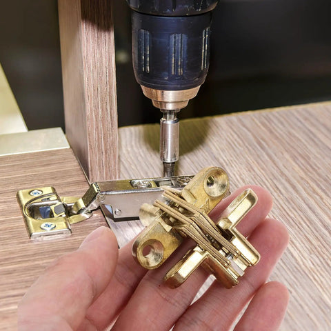 Installing Hidden Cross Zinc Alloy Concealed Hinges Two Pack For Wooden Doors And Lightweight Worktops Frameless Cabinets