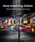 Massive 49 Inch Curved Ultrawide Monitor With Dual QHD 5120x1440 displaying vibrant cityscape in high color accuracy on stand