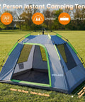Two Person No Fuss Instant Camping Tent With 60 Second Setup And Pre Attached Pole on grassy field