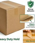 Box sealed with Ultra Strong Kraft Paper Packing Tape For Boxes And Cartons, Beast Mode Sealing For Shipping And Moving, Eco Friendly Biodegradable Painters Tape, 2 Inch Wide By 44 Yard Roll, showcasing strong adhesion and water resistance.