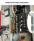 Heavy Duty Ten Terminal Grounding Bar Kit For Eaton Br Ch Load Centers Breaker Box installation in an electrical panel.