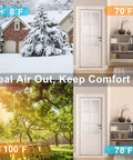 Easy Fit Foam Insulation Tape For Doors And Large Gaps With Strong Adhesive Self Adhesive Weather Stripping shown in winter and summer scenes