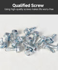 Heavy Duty Zinc Plated Sheet Metal Screws 25 Piece Set One Four By Three Quarter Inch serrated flange hex washer head screws on a white surface.
