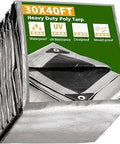 Heavy Duty Waterproof Plastic Tarp 30x40 Foot With Eyelets Reversible Tear Resistant Shade Canopy in packaging