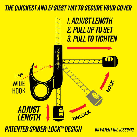 Diagram illustrating the adjustment mechanism for Heavy Duty Adjustable Bungee Cords With Hook And Carabiner, 48 Inch Unstretched.