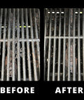 Before and after use of Bristle Free Grill Cleaning Brush With Replaceable Head For Cast Iron And Stainless Steel Grates Safe BBQ Scrubber For Gas Charcoal Porcelain Grills Outdoors