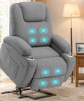 Power Lift Chair Massage Recliner For Seniors With Ergonomic Support Remote Control Built In Cup Holders And Side Pockets