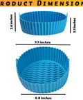 Blue silicone liner dimensions for 3 Pack 7.5 Inch Air Fryer Liners Set For Ninja, showing top view and side height.