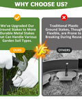 Comparison of flexible DIY friendly plastic garden edging with metal stakes vs traditional plastic stakes