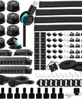Boss Level Cable Management Kit for TV and Office with 328 Pieces including magnetic clips, adhesive clips, sleeves.