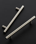 Two stainless steel cupboard handles with a brushed nickel finish, part of the 30 Pack Brushed Nickel Cabinet Pulls 7-3/8 Inch Total Length.