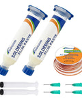 No Mess Solder Flux Paste And Wick Kit For Electronics Soldering 2x10cc Desoldering with low residue, tools and accessories