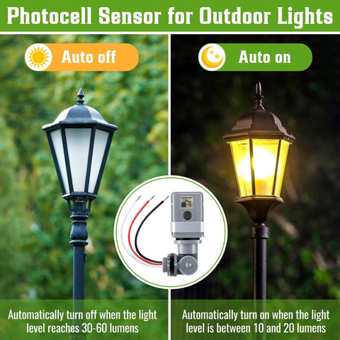 Two Pack Photocell Sensor For Outdoor Lights 120 Volt Alternating Current 50 60 Hertz IP54 Waterproof Dusk To Dawn Photoelectric Switch