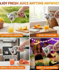 Heavy Duty Manual Lime Squeezer For Lemons Oranges & Grapefruits Large Citrus Juicer Press Tool in outdoor setting, juicing lemons.