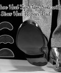 24 Pairs Shoe Heel Taps Replacement Kit With Nails, Includes 3 Sizes Of Heel Plates For Boots And Shoes, shown installed on sole.