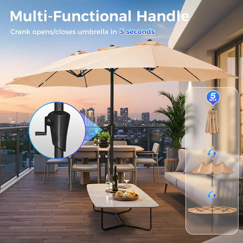 13Ft Outdoor Patio Umbrella Beige Shade