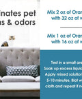 Instructions for mixing Orange Oil Concentrate All Purpose Cleaner Degreaser With Pet Odor Eliminator in a living room setting
