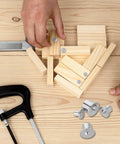 Dowel And Tenon Transfer Plugs Set For Woodworking 20 Pcs Doweling Centering Pins with wood pieces and tools on a table