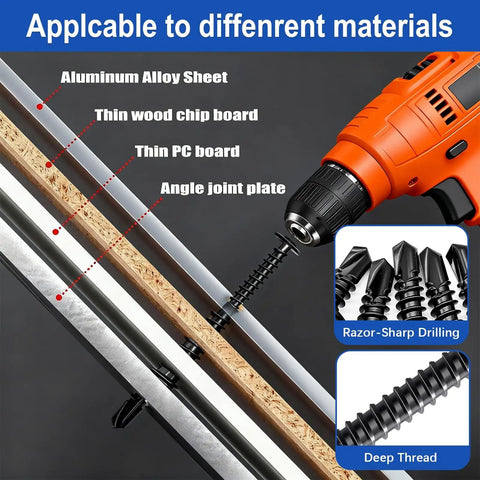 All In One Wood Screws Assortment Kit With Portable Box Self Tapping And Self Drilling Phillips in use on metal and wood materials