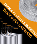Heavy Duty 4 Inch Dryer Vent Hose 25 Foot Flexible Duct for Exhaust Aluminum Foil Grow Tent Vent Kit showing thick 6-ply laminate