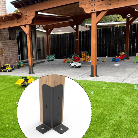 Adjustable Deck Post Anchor Brackets Kit Fits 1.5x1.5, 2x2, 2x4, 4x4 Posts, installed on pergola for stability