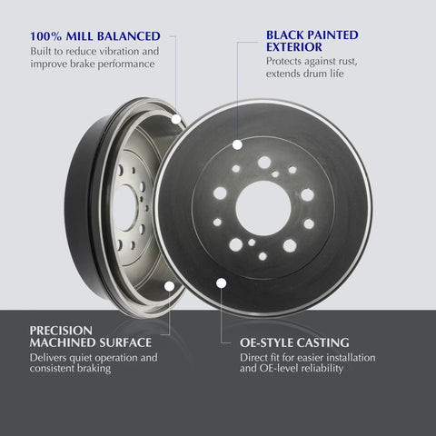 Front view: rear brake drum, Centric Premium 122.44037 for Toyota; black exterior and precision-machined surface.