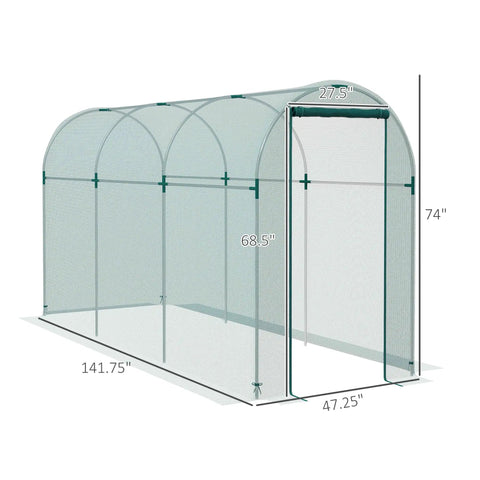 4 Ft By 12 Ft Crop Cage Garden Plant Protection Tent With Walk In Zippered Door Pro Grade Galvanized Steel Frame Fruit And Veg Netting Cover For Garden Yard And Lawn Bird Proof Pest Protection Lets Rain And Sun In