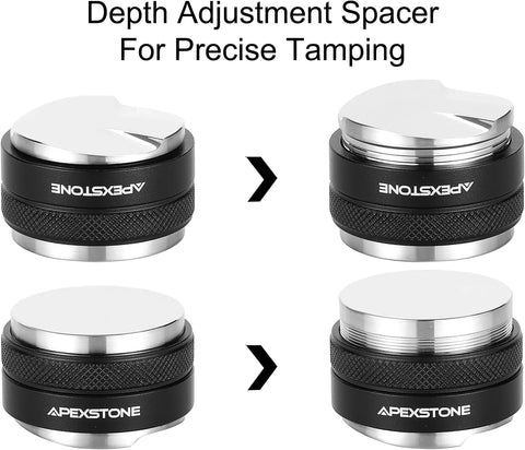53mm Coffee Distributor And Tamper With Dual Head Leveler For 54mm Portafilter Baskets Adjustable Depth Versions