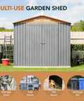 Durable 10 By 8 Ft Metal Storage Shed With Floor Frame Lockable Doors Vent Panels And Window Matte Gray Finish in garden