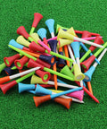 Rubber Cushion Top Golf Tees, 50 Pack Unbreakable Plastic Rubber Tees In Mixed Colors, Three And A Quarter Inch, pile on grass