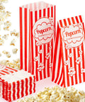 Flat Bottom Popcorn Bags 50 Pack With Individual Servings For Movie Night, Parties, Carnivals, And Halloween, Stand Up Paper Popcorn Bags.