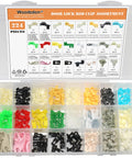 Must Have 224 Piece Door Lock Rod Clip Kit For GM Ford Chrysler Toyota Mazda Fits 4mm And 5mm Rod Size Includes Door Handle And Tailgate Rod Clips Door Latch Pawl Cable Clip White Nylon Clip A Right Passenger in assorted colors and sizes in plastic box.