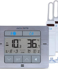Digital Wireless Fridge And Freezer Thermometer With Alarm Dual Readouts For Home And Restaurants Max And Min Temperature Recall Easy To Read LCD Display Magnetic Backing Wall Mount Or Countertop Use, front view with probes