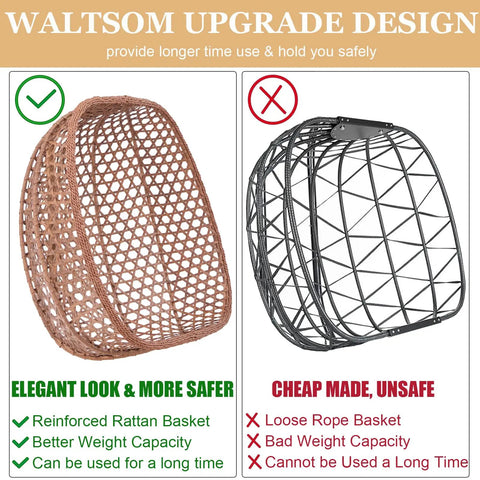 Comparison of Two Person Outdoor Egg Chair With Stand Hexagon Rattan Wicker Swing Chair For Patio design versus unsafe option.