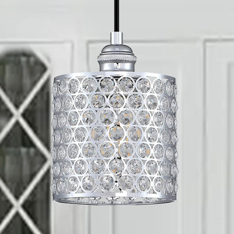 Three Pack Polyhedral Crystal Pendant Lights With Nickel Finish For A Sleek Modern Vibe Crystal Shade Perfect For Dining Room Kitchen Island Living Room Or Hallway Contemporary Pendant Lighting Fixture, showing close-up of crystal shade