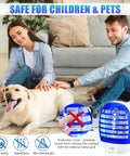 Family in living room with dog and Plug In Indoor Bug Zapper With LED Light For Home Use, 360 Degree Mosquito And Fruit Fly Killer, Gnat And Moth Trap