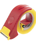 Heavy Duty Ergonomic Packing Tape Gun Dispenser Adjustable 2 Inch Box Sealer with yellow tape and quick release blade.