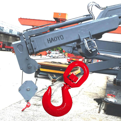 Beefy 7 Ton Heavy Duty Swivel Lifting Hook With Safety Latch Grade 80 Alloy Steel Heat Treated 360 Degree Rotation Galvanized Coating Waterproof And Rust Resistant on crane arm