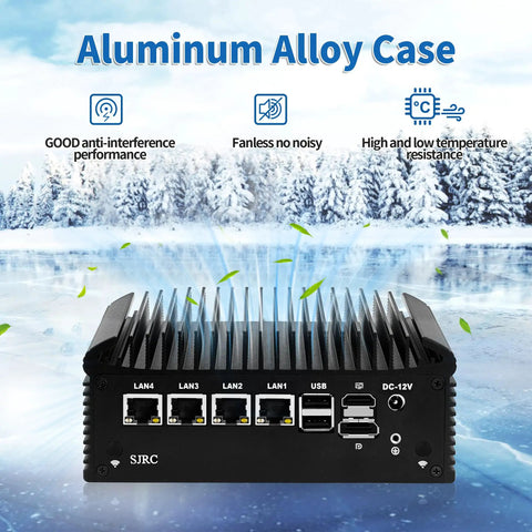 Heavy Duty Fanless Mini PC With N150 CPU Works Smooth As A No Fuss Firewall Appliance For OPNsense, aluminum alloy case showing ports.