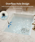 Top Shelf Undermount Bathroom Sink White Rectangle Basin With Overflow Drain Glazed Ceramic Finish For Modern Bar Vanity Fresh Look And No Sweat Setup Today showing overflow hole design.
