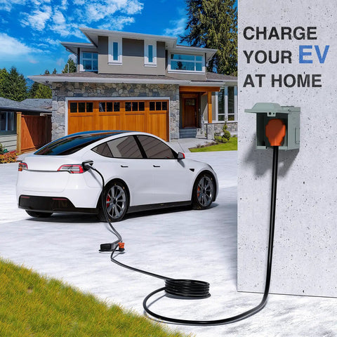 No Sweat 50 Ft Ev Dryer Extension Cord 4 Prong Nema 14 30 Plug 30 Amp 10 Awg Ul Certified Heavy Duty Cable for home EV charging.