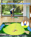 Chipping Golf Game Set With Hitting Mat And Double Sided Practice Mat 70 By 70 Inch Indoor Outdoor Training Kit with sticky balls in room
